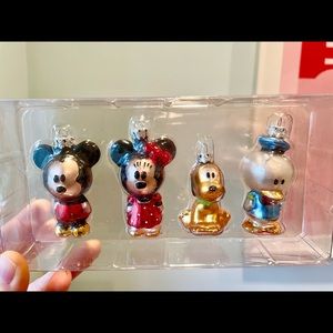 Disney World Ornament Set of 4 Glass Ornaments Mickey Minnie Donald Pluto